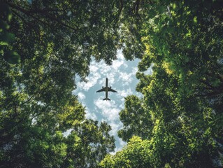 Obraz premium Innovative Eco-Friendly Aviation Concept Amidst Greenery