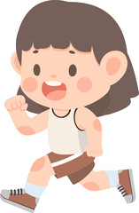 Cartoon Girl Running and Exercising