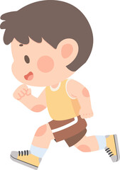Cartoon Illustration of Child Running and Exercising