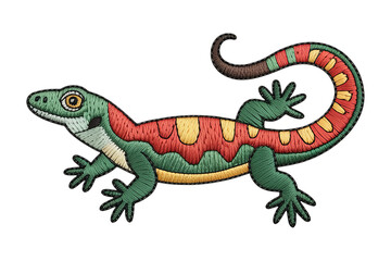 Embroidered lizard with colorful scales reptile green