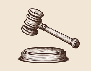 Cartoon Wooden Gavel Drawing