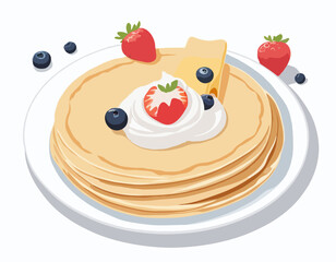 Crêpes volant de près sur un fond blanc