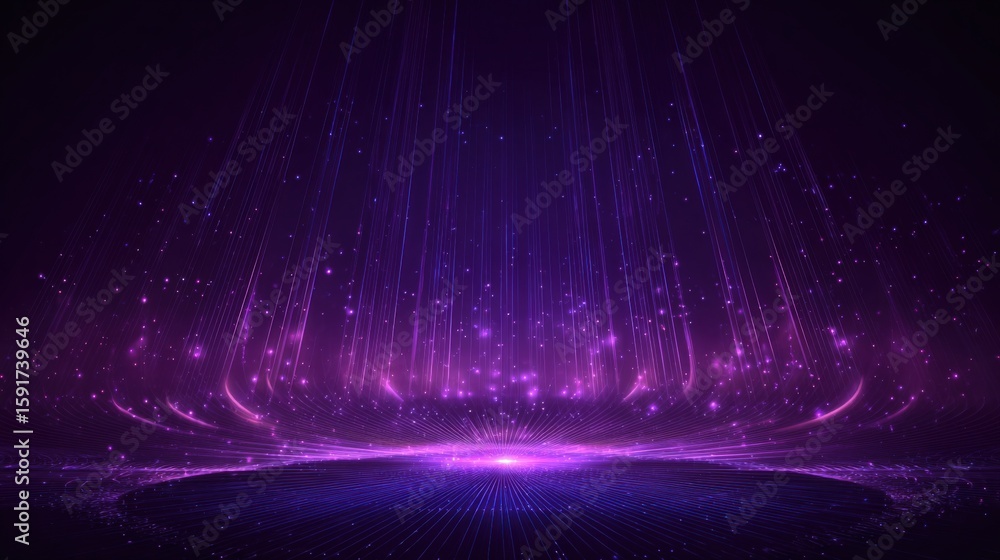 Poster vibrant futuristic purple lights representing digital data streaming and technology visualization in