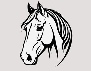 Sophisticated Line Art Illustration of a Horse Head, Suitable for Equestrian Clubs, Branding, and Wall Art.