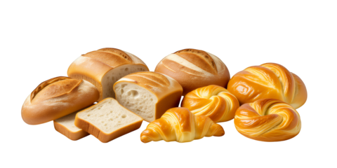 Golden Bread Loaf with Transparent Background, 3D Realism Design Element