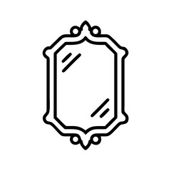 Golden frame mirror illustration in minimalist line art style  