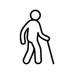 Person walking with white cane in minimalistic line art style  