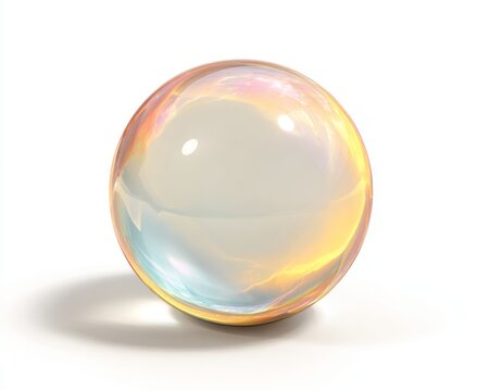 A single crystal ball- sphere glowing with soft light on white background - Powered by Adobe