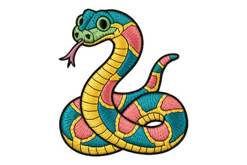 Fototapeta premium Embroidered Snake With Pink Tongue patch reptile