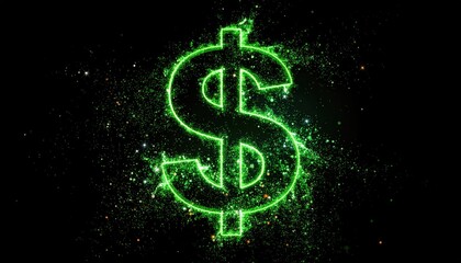 Glowing green dollar sign on black background (1)