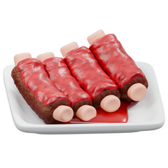 Raw Beef Ribs on Plate