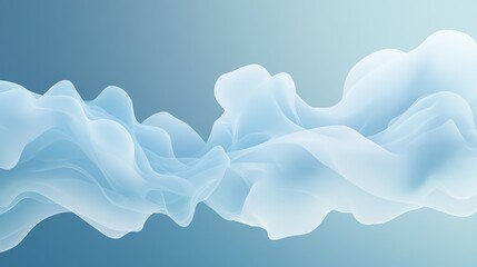 drifting cloud patterns with dynamic curved forms, pristine white shapes against clear blue backdrop, minimalist illustration style, smooth flowing lines, ethereal floating composition with layered