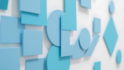 Fototapeta premium Abstract geometric shapes create a modern blue pattern