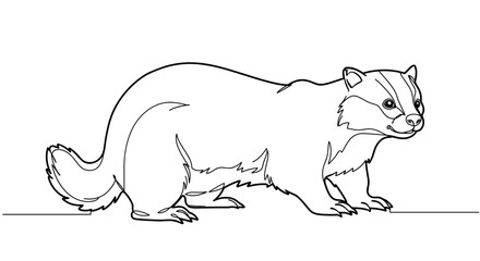 Fototapeta premium Line drawing of a badger standing on its hind legs 