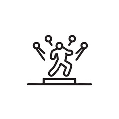  A stick figure is spotlighted on a stage.