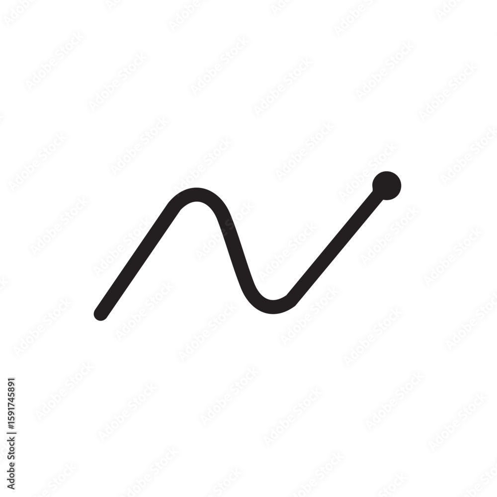 Poster a simple curved line with a dot at one end.