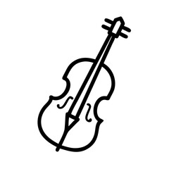 Cello icon, black and white, musical instrument symbol