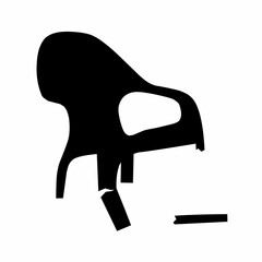 Vector illustration of a broken chair on a white background. The concept of an unusable and unsafe chair.