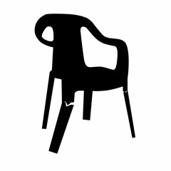 Vector illustration of a broken chair with broken legs on a white background. The concept of an unusable and unsafe chair.
