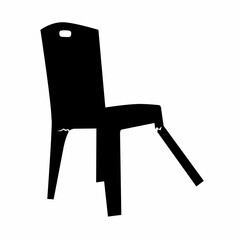 Vector illustration of a broken bench with broken legs on a white background. The concept of a bench that is unusable and unsafe.