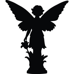 Fairy Silhouette, Winged Fairy Statue, Garden Fairy, Black Fairy, Fantasy Silhouette, Mystical Fairy, Dark Fairy Design, Gothic Fairy, Elegant Fairy, Fairy Garden Decor