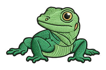 Obraz premium Green frog embroidered patch amphibian embroidery