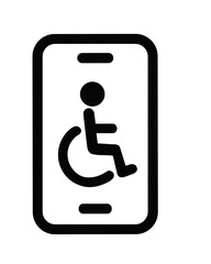 Disability & Accessible Living icon set represented in a mobile phone  