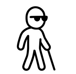 Person with sunglasses using a cane, representing Disability & Accessible Living icon set, isolated  