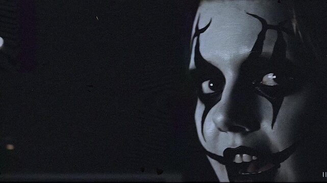 Halloween Themed Clown Faces In Black and White With Static TV Effect
