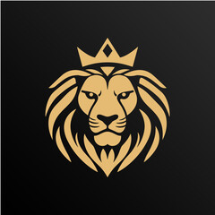 Royal Lion Head Silhouette with Crown