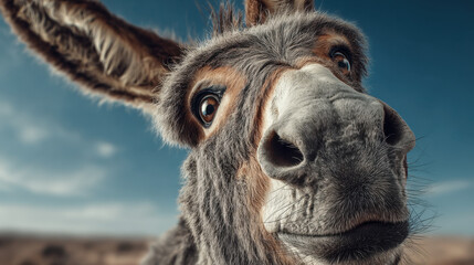 Close Up Portrait of a Donkey with Dust Particles