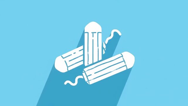 Three white sanitary pads on a light blue background