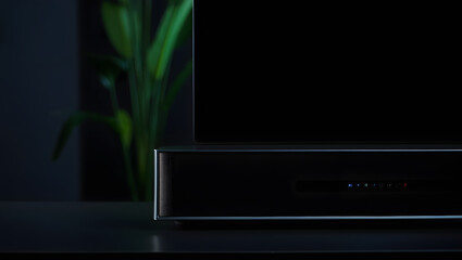 A sleek black soundbar sits beneath a television in a modern setting