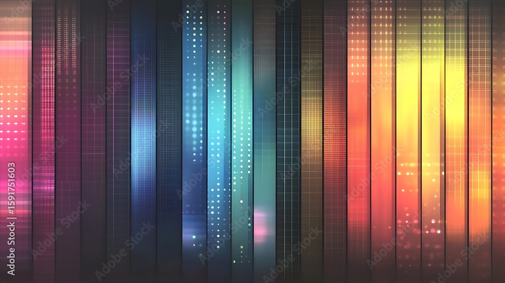 Poster abstract vertical bar background with colorful lights and texture patterns