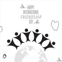 International Friendship Day vector with people holding hands over the globe