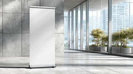 Blank retractable banner in a modern office space (1)