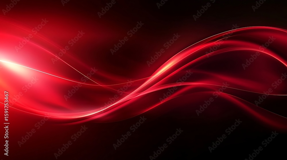 Poster abstract flowing red light waves dynamic background for website or advertising