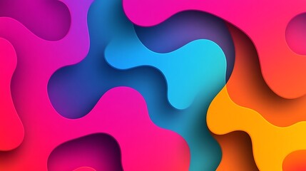 Colorful Abstract Layers Background with Vibrant Fluid Shapes and Shadow