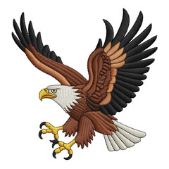 Majestic eagle in flight brown white black bird raptor