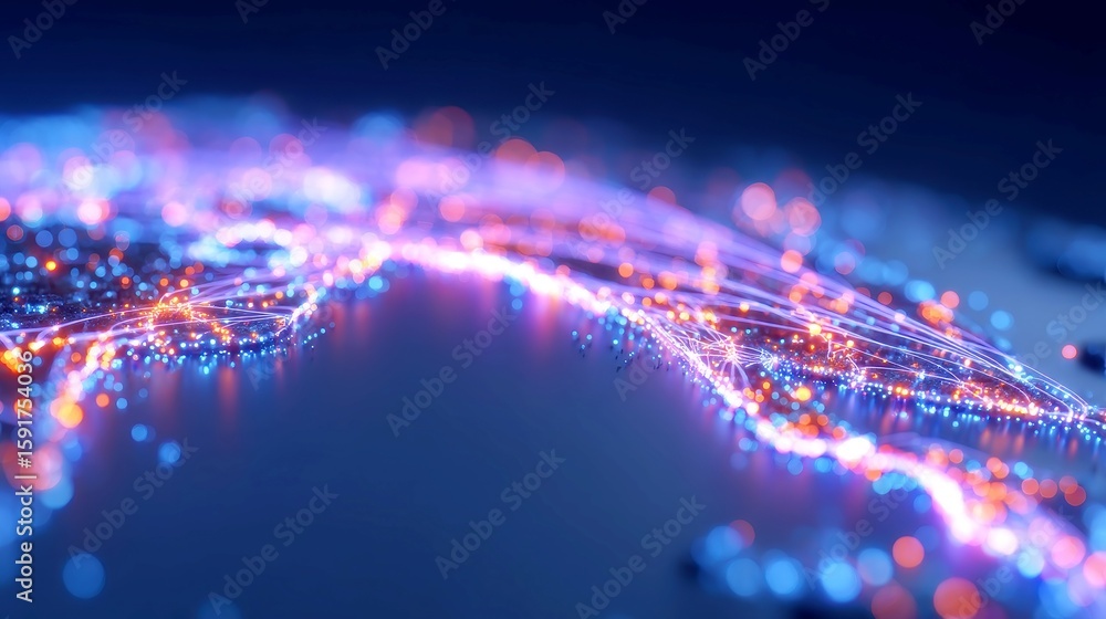 Aufkleber digital network landscape showcasing an expansive cyber infrastructure, illuminated fiber optics int