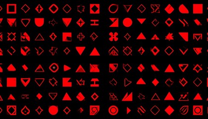 Abstract red geometric shapes on black background
