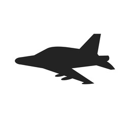 Isolated illustration silhouette cartoon fighter plane