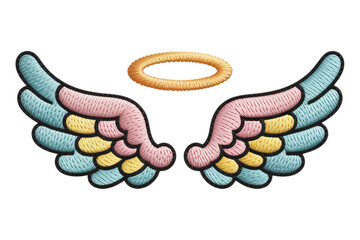 Pastel angel wings and halo embroidery pastel colors