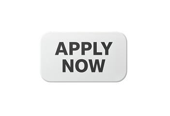 White Rectangular Button with "Apply Now" Text, Transparent Background, Modern UI Asset