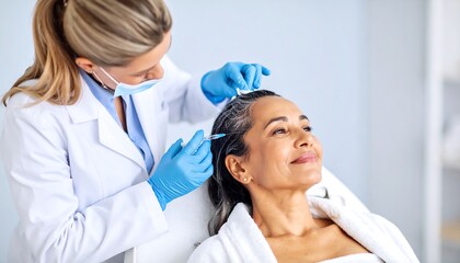Naklejka premium Medical professional administering cosmetic injection
