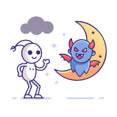 Black devil and angel design elements 