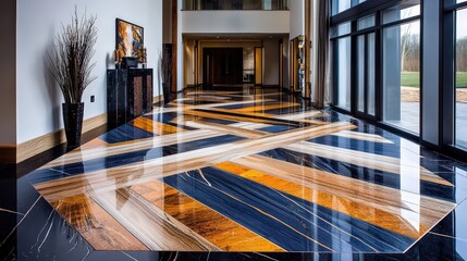 Elegant modern flooring design luxury home interior photography contemporary space wide angle view artistic appeal