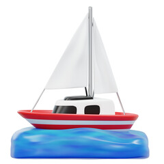 3D Illustration of a sailboat and a blue meteor, suitable for nautical, adventure, and space-themed content.