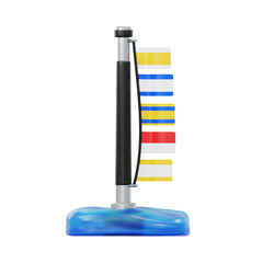 3D Buoy with yellow, blue, and red flags for summer and maritime designs, seaside decor, nautical backgrounds, maritime safety concepts.