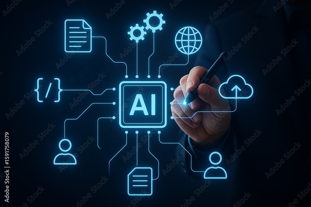 Poster exploring the future of ai artificial intelligence technology and machine learning innovations today